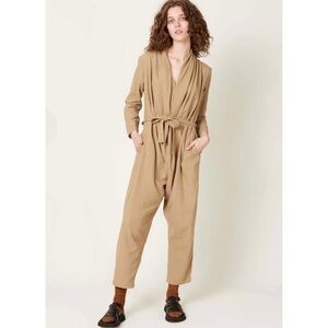 Black Crane 100% cotton jumpsuit in mocha